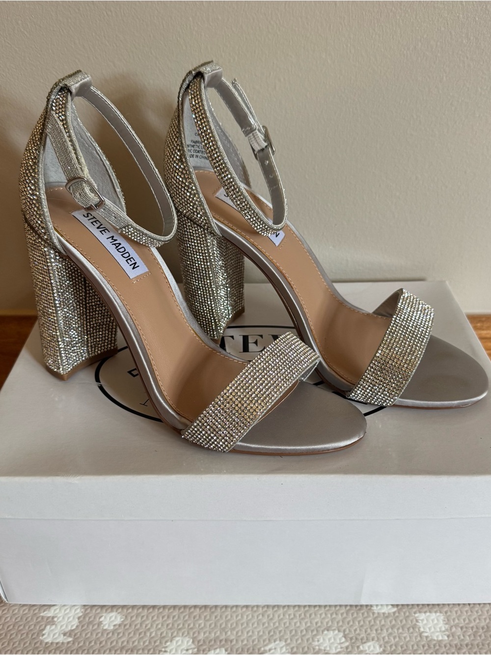 Steve Madden Carrson Silver Rhinestone Heels